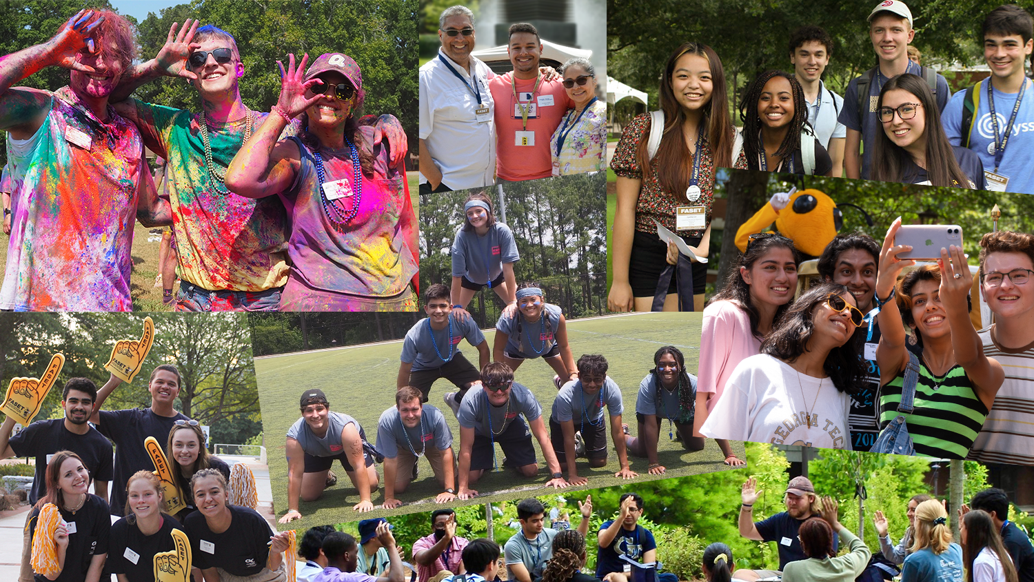 A collage of photos of various new student and transition events